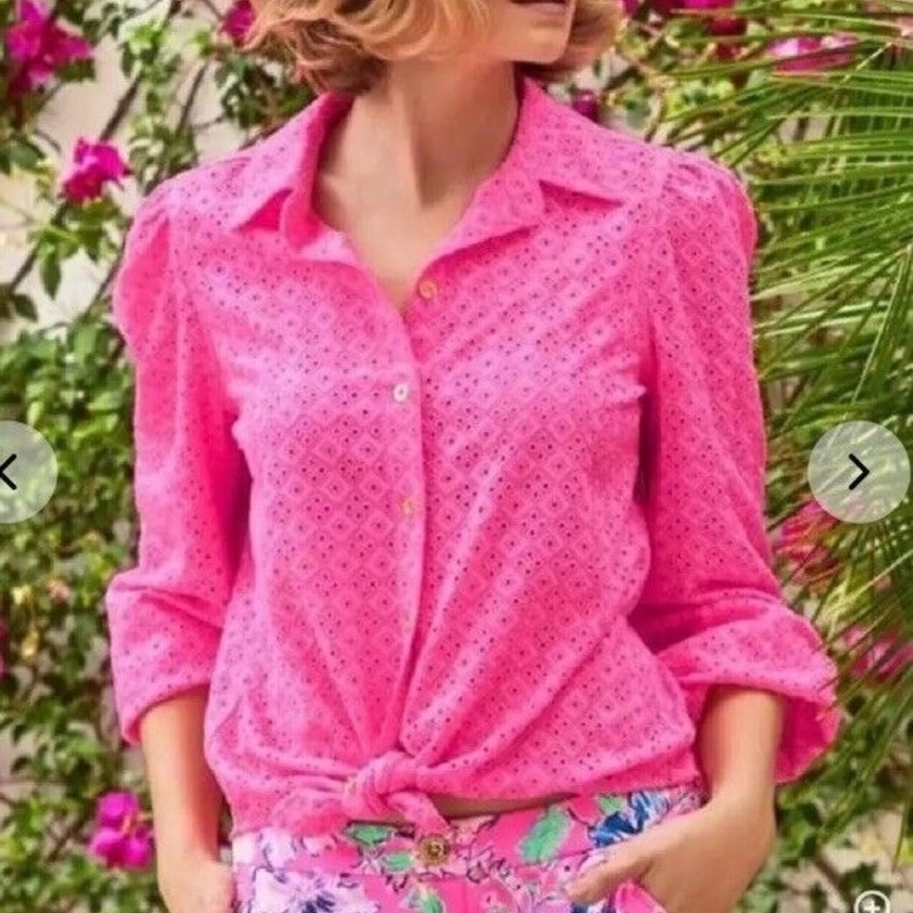 Lilly Pulitzer Vibrant Pink Eyelet Blouse